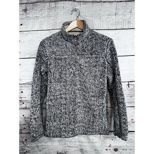 Grizzly Sherpa Fleece Gray‎ Pullover Jacket Quarter Zip Pockets Mock Neck Small